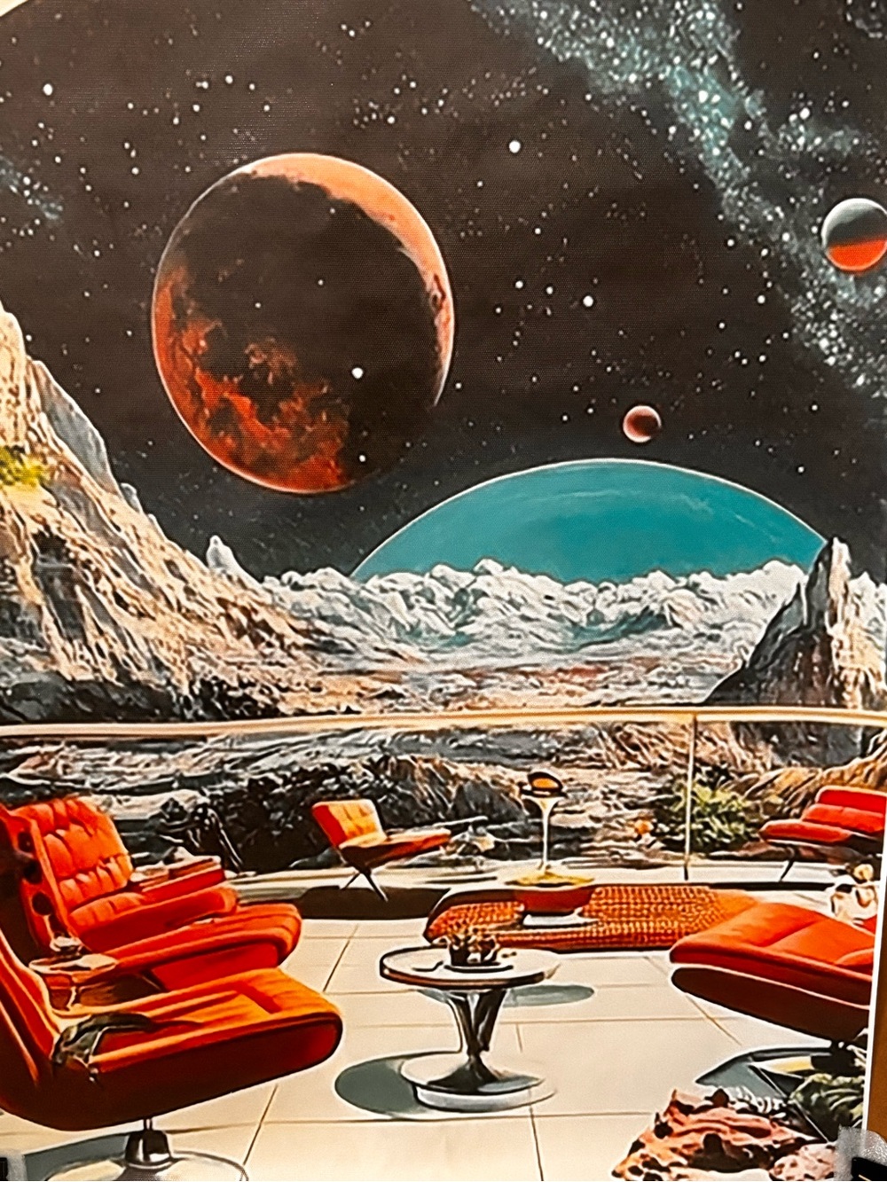 Canvas Print RETRO Sci-Fi Space Terrace VintageVibes MidCentury Unframed 16Wx24